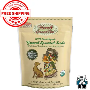 Carna4 Flora4 Greens Plus Ground Sprouted Seeds Food Topper For Dogs & Cats