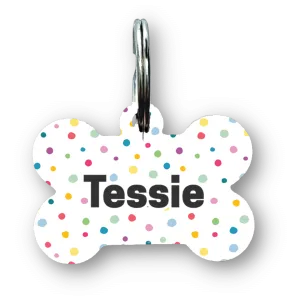 Colorful Dots Bone Dog Tag